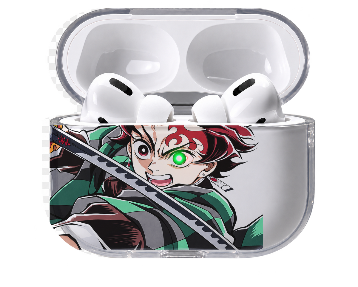 Tanjiro Blade transparent AirPods case, open