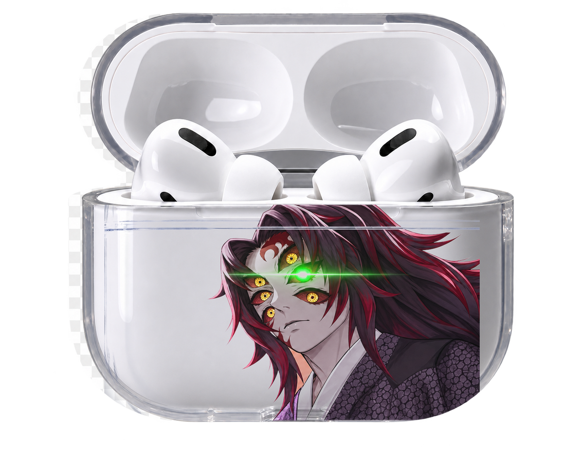 Kokushibo Eyes transparent AirPods case, open