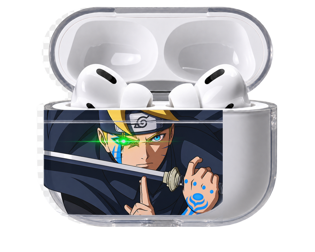 Boruto Blade transparent AirPods case, open