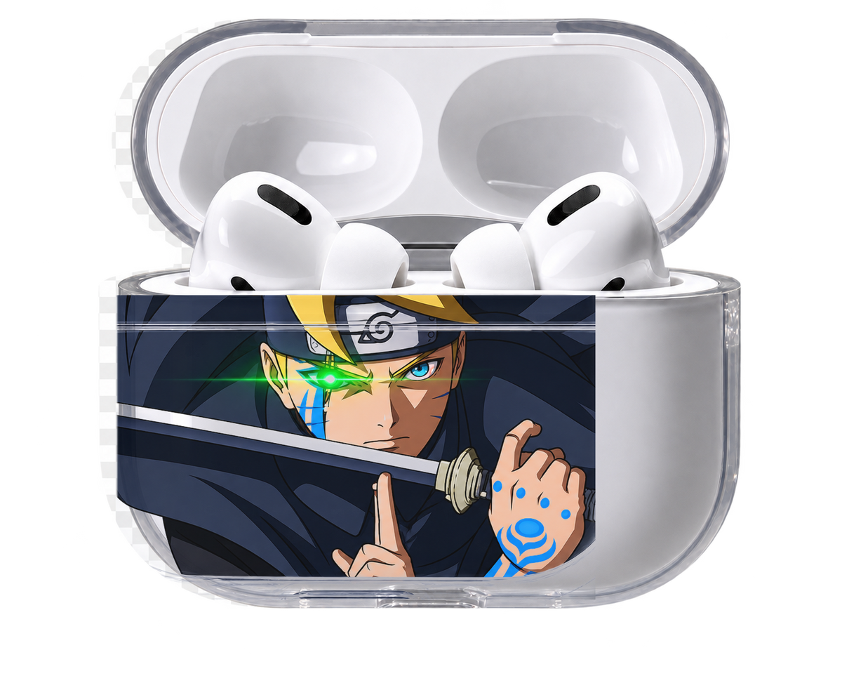 Boruto Blade transparent AirPods case, open