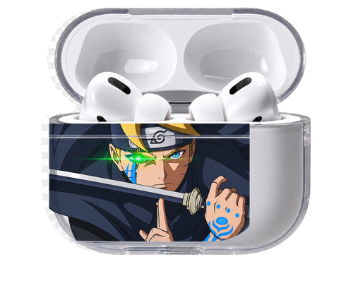 Boruto Blade transparent AirPods case, open