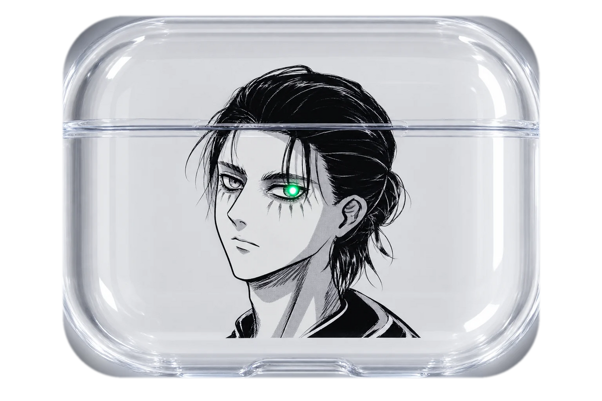 EREN PORTRAIT transparent AirPods case concept, closed
