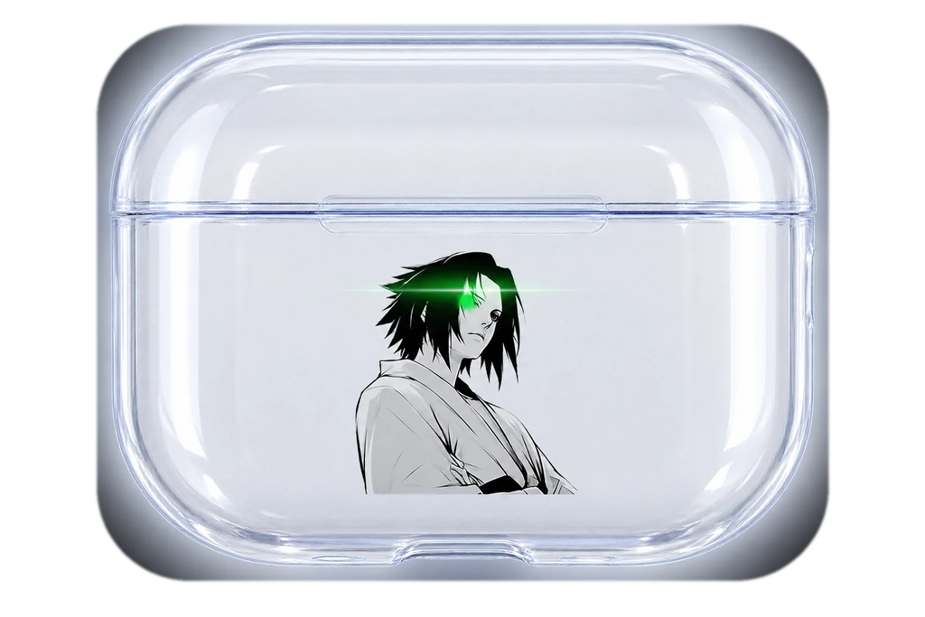 SASUKE SEATED transparent AirPods case concept, closed