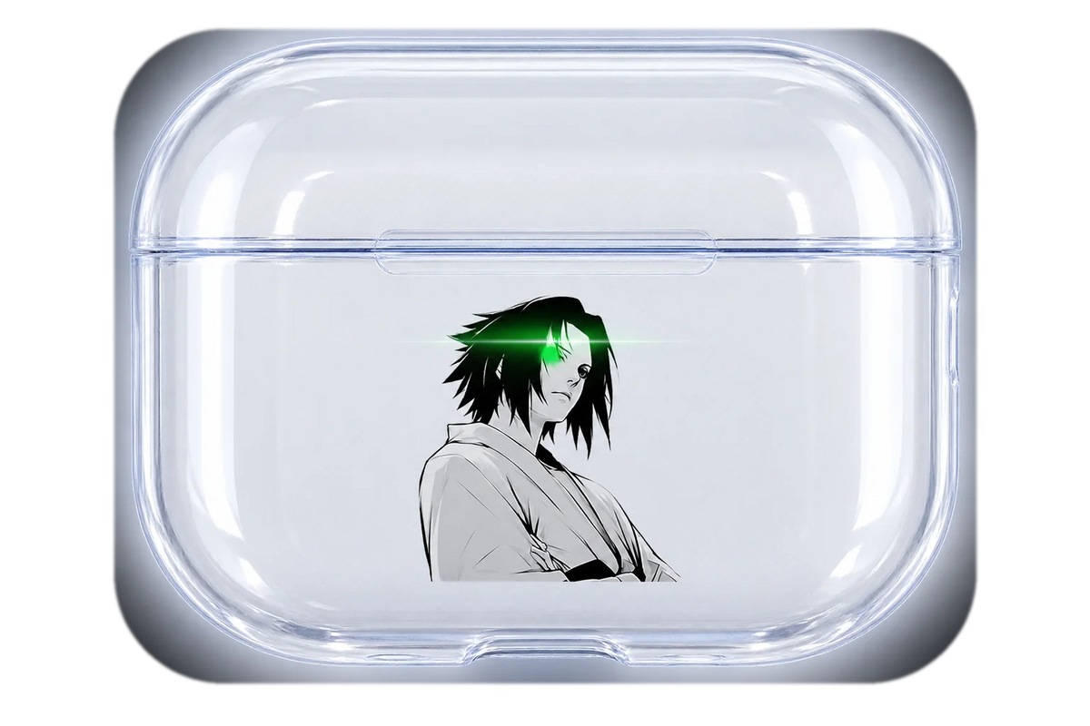 SASUKE SEATED transparent AirPods case concept, closed