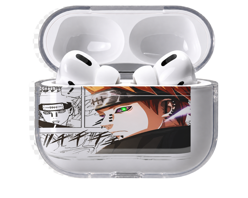 Pain Manga transparent AirPods case, open
